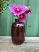 Glasvase JULIA Vase Blumenvase Pressglas Rillen hellbraun oder kirschrot H/dia: 12 / 7 cm