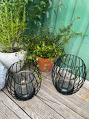 Laterne WENDY Kerzenhalter zum Hinstellen Metall schwarz mit Glaseinsatz Gartendeko in zwei Größen