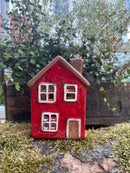 Haus Keramikhaus Keramik Windlicht Dekoration Häuschen Weihnachten dunkelrot/braun in zwei Größen