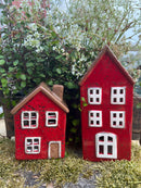 Haus Keramikhaus Keramik Windlicht Dekoration Häuschen Weihnachten dunkelrot/braun in zwei Größen