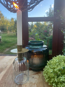 Laterne LAURA Glaslaterne Kerzenhalter zum Hinstellen oder Aufhängen Gartendeko 17cm hoch x 14cm Durchmesser