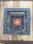 Windlicht Laterne Kerzenhalter Glaseinsatz maritim zum Hinstellen/Aufhängen Holz blau Kordel Gartendeko H/B/T: 12x16x15 cm