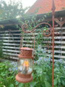 Laterne aus Metall mit Edelrost mit klarem Pressglas Kerzenhalter Rost Deko Leuchtfeuer Gartendeko Edelrost 40cm hoch