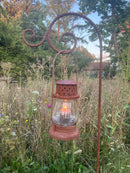 Laterne aus Metall mit Edelrost mit klarem Pressglas Kerzenhalter Rost Deko Leuchtfeuer Gartendeko Edelrost 40cm hoch