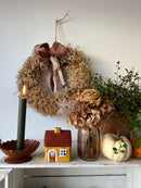 Teelichthalter Haus 8x7x10 cm Dekoration Herbst Weihnachten Windlicht Gelb Keramik