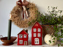 Haus Keramikhaus Keramik Windlicht Dekoration Häuschen Weihnachten dunkelrot/braun in zwei Größen