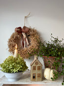 Haus Keramikhaus Windlicht Keramik Dekoration Häuschen Windlicht Weihnachten creme/beige B/T/H: 8 x 7 x 16cm