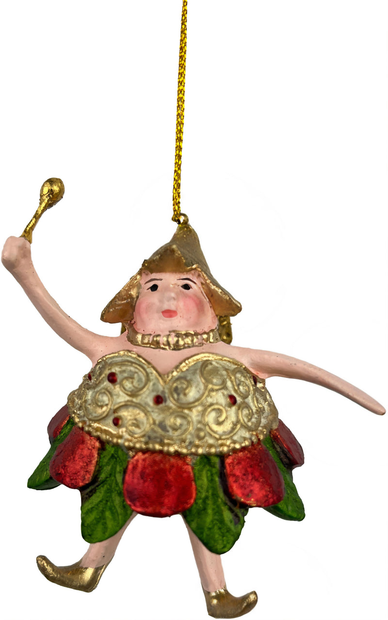 Christbaumschmuck Figur Dicke Elfe mini Fee gold-rot-grün Hänger Weihnachten 8cm