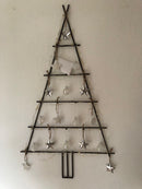 Tannenbaum zum Aufhängen aus Metall mit Haken für Zierschmuck in schwarz Weihnachten flach Wanddekoration 80cm hoch x 40cm breit