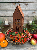 Gartendeko Haus mit Tür Windlicht Gartenlicht Gartendeko zum Stellen Metall Rost Deko 38cm hoch