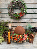 Gartendeko Häuschen mit Herz und Ring Windlicht Gartenlicht Gartendeko zum Stellen Metall Rost Deko 17cm hoch