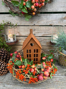 Gartendeko Haus hoch mit Herz Laterne Gartenlicht Gartendeko zum Stellen Metall Rost Deko 32cm hoch