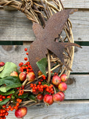 Gartendeko Schwalbe mit Dorn Schraube Vogel Baumtier Metall Rost Deko
