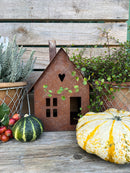 Gartendeko Haus in zwei Größen Laterne Gartenlicht zum Stellen Metall mit Edelrost Deko