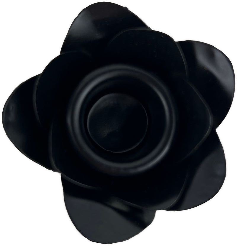 Kerzenhalter Blüte für Stabkerzen zum Stecken mit Stab Metall schwarz lackiert oder verrostet Advent Weihnachten Kranz