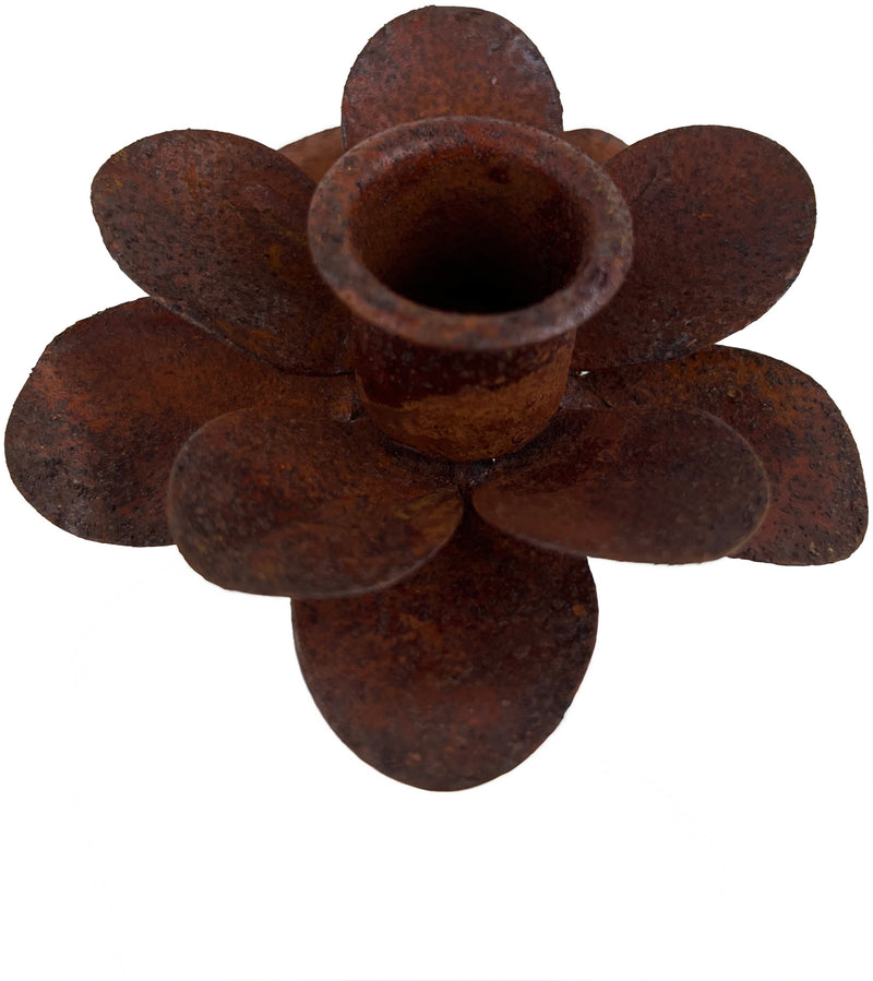 Kerzenhalter Blüte für Stabkerzen zum Stecken mit Stab Metall schwarz lackiert oder verrostet Advent Weihnachten Kranz