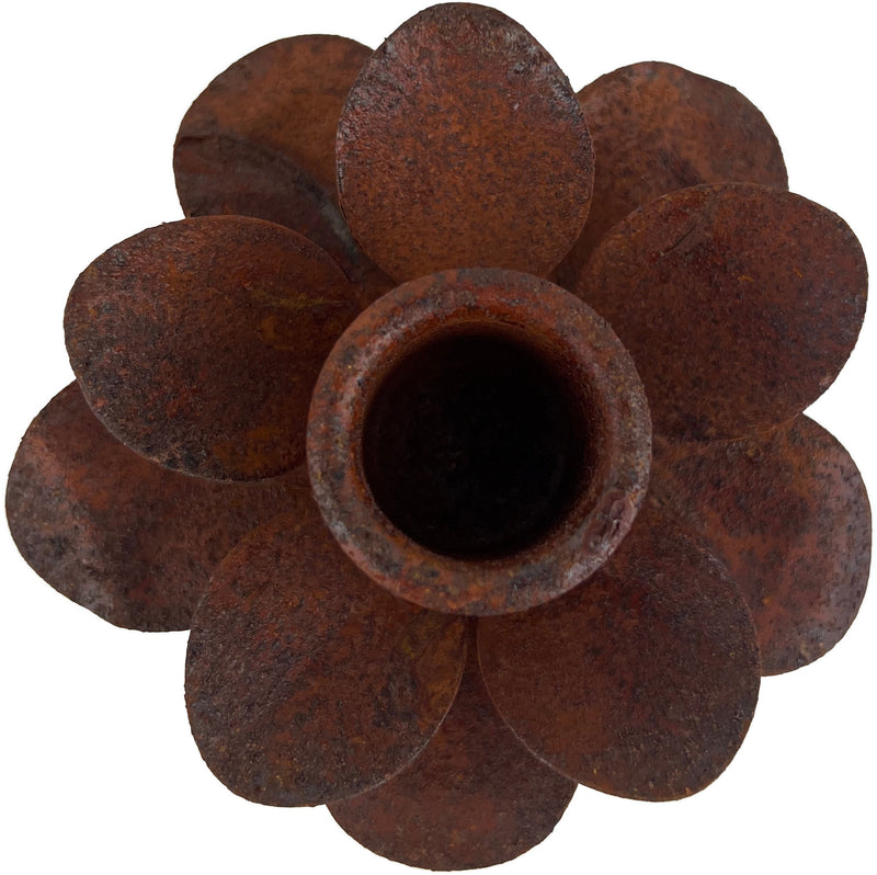 Kerzenhalter Blüte für Stabkerzen zum Stecken mit Stab Metall schwarz lackiert oder verrostet Advent Weihnachten Kranz