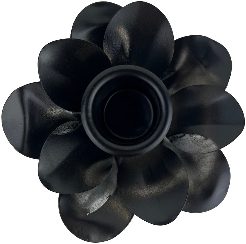 Kerzenhalter Blüte für Stabkerzen zum Stecken mit Stab Metall schwarz lackiert oder verrostet Advent Weihnachten Kranz