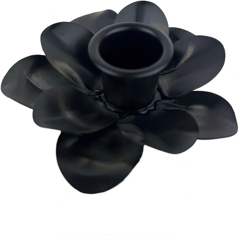 Kerzenhalter Blüte für Stabkerzen zum Stecken mit Stab Metall schwarz lackiert oder verrostet Advent Weihnachten Kranz