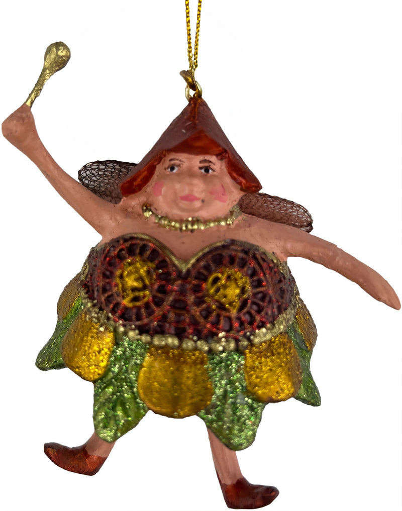 Pummelelfe Baumschmuck Figur Dicke Elfe mini Fee kupfer-gold-grün Hänger Ostern Frühling Weihnachten 8cm