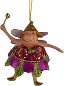 Pummelelfe Baumschmuck Figur Dicke Elfe mini Fee orientrot-grün Anhänger Ostern Frühling Weihnachten 8cm
