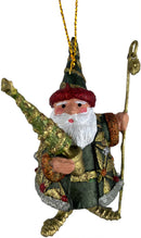 Kleiner Weihnachtsmann dunkelgrün mit Bäumchen Deko Hänger handbemalt Weihnachten Christbaumschmuck 8 cm