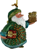 Kleiner Weihnachtsmann mit Geschenken grün-gold Deko Hänger handbemalt Weihnachten Christbaumschmuck 7 cm