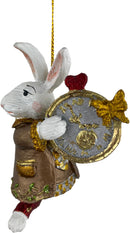 Hase mit Uhr in einem braunen Jacket Deko Hänger Ostern handbemalt Baumschmuck 10 cm