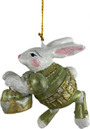 Hase hellgrün mit Korb mit Ostereiern Deko Hänger Ostern handbemalt Baumschmuck 8 cm