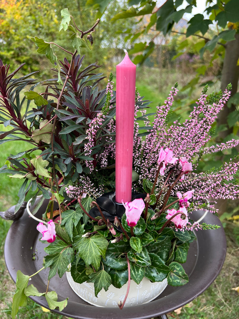 Kerzenhalter Blüte für Stabkerzen zum Stecken mit Stab Metall schwarz lackiert oder verrostet Advent Weihnachten Kranz