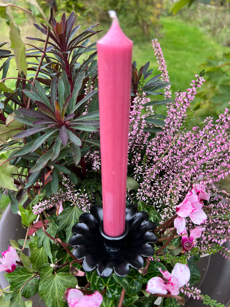 Kerzenhalter Blume für Stabkerzen zum Stecken mit Stab Metall schwarz lackiert oder verrostet Advent Weihnachten Kranz