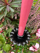 Kerzenhalter Blume für Stabkerzen zum Stecken mit Stab Metall schwarz lackiert oder verrostet Advent Weihnachten Kranz