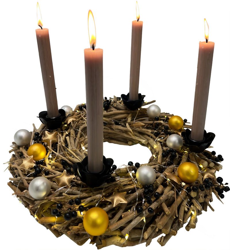 Kerzenhalter Blüte für Stabkerzen zum Stecken mit Stab Metall schwarz lackiert oder verrostet Advent Weihnachten Kranz