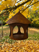 Vogelhaus Futterstation Vogelfutter zum Aufhängen Metall Rost Deko Durchmesser 28cm