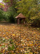 Vogelhaus rund Futterstation Vogelfutter zum Aufstellen Stecker Metall Rost Deko