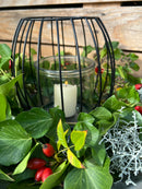 Laterne WENDY Kerzenhalter zum Hinstellen Metall schwarz mit Glaseinsatz Gartendeko in zwei Größen