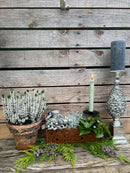 Kerzenhalter Kerzenständer Zapfen groß silberfarben Weihnachten elegant schick Kunstharz 38cm hoch