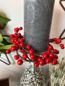 Kranz rote Beeren für Gesteck Kerzenhalter Dekoration Herbst Advent Weihnachten 10cm Durchmesser