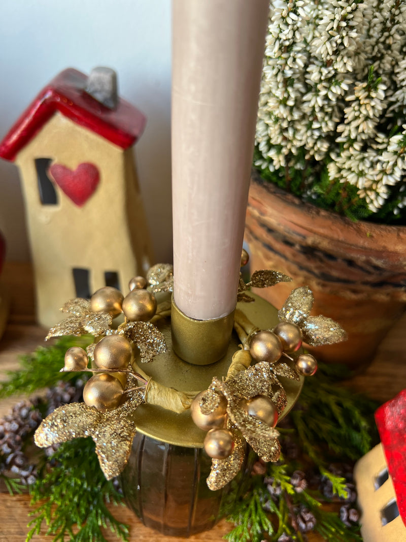 Kranz golden für Gesteck Kerzenhalter Dekoration Herbst Advent Weihnachten 9cm Durchmesser