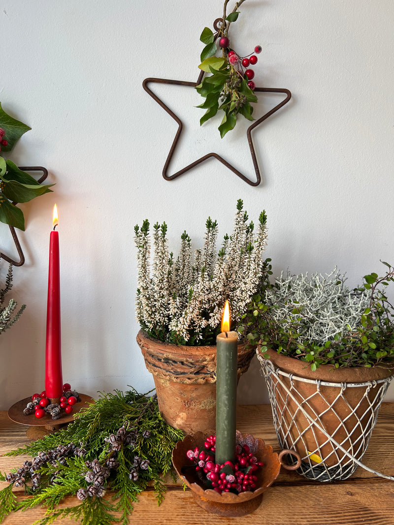 Kranz Zapfen Beeren rot braun für Gesteck Kerzenhalter Dekoration Herbst Advent Weihnachten 7cm Durchmesser