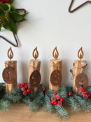 1 Set Adventskalender Zahlen 1,2,3,4 zur Befestigung mit Draht für Kerzen Rost H/B/T 7/5/0,1 cm Metall