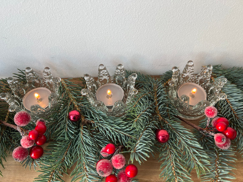 Teelichthalter Krone Windlicht Transparent Kerzenhalter elegant schick Glas 7,6cm breit x 5,1cm hoch