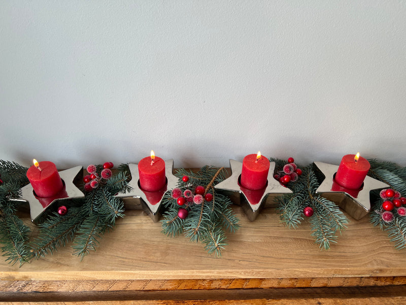 Kerzenhalter in Sternform Stern silber Weihnachten Teelichthalter elegant schick Keramik d: 12,5cm. 3,5cm hoch