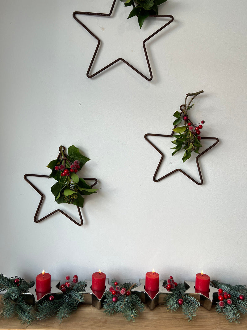 Kerzenhalter in Sternform Stern silber Weihnachten Teelichthalter elegant schick Keramik d: 12,5cm. 3,5cm hoch