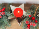 Kerzenhalter in Sternform Stern silber Weihnachten Teelichthalter elegant schick Keramik d: 12,5cm. 3,5cm hoch