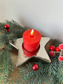 Kerzenhalter in Sternform Stern silber Weihnachten Teelichthalter elegant schick Keramik d: 12,5cm. 3,5cm hoch