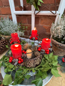 Adventskranz Schale Eisen rund klein dunkelbraun zum Befüllen für vier Kerzen Kerzenständer Kerzenhalter Weihnachten Dekoration H/Ø 14/22 cm