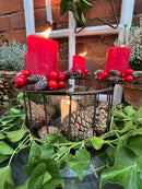 Adventskranz Schale Eisen rund klein dunkelbraun zum Befüllen für vier Kerzen Kerzenständer Kerzenhalter Weihnachten Dekoration H/Ø 14/22 cm