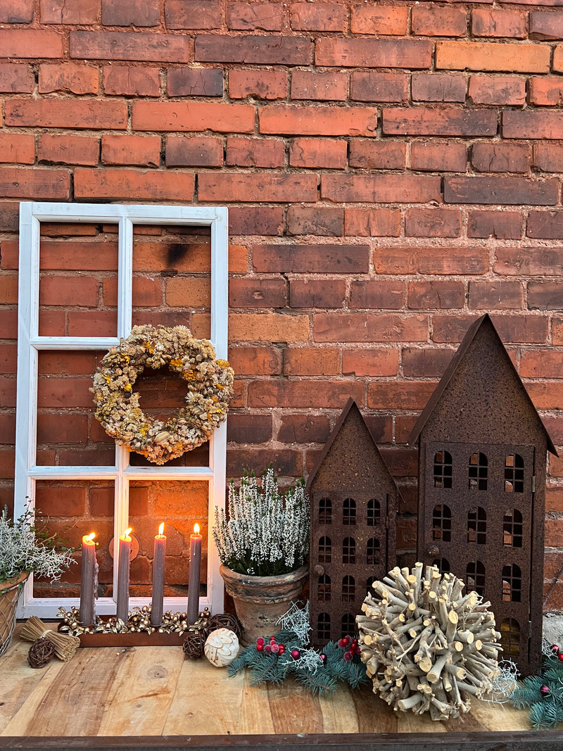 Gartendeko Haus in 3 Größen Laterne Gartenlicht zum Stellen Metall Rost Deko