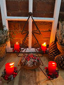 Adventskranz Kerzenhalter Tannenbaum zum Hinstellen Kerzenständer mit 4 Tellern für Kerzen aus Metall rostfarben Weihnachten Dekoration 36cm hoch x 39cm Durchmesser